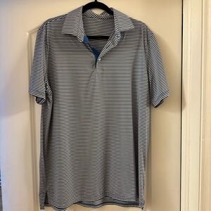Southern Tide Blue and White Striped Polo